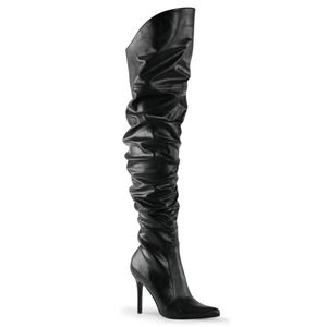 Size 13 Black Faux Leather Slouch Thigh Boots